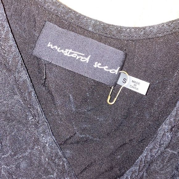 •MUSTARD SEED•DISTRESSED BLACK SPAGHETTI STRAP TIE KNOT FRONT TOP IN SIZE S - Picture 4 of 6